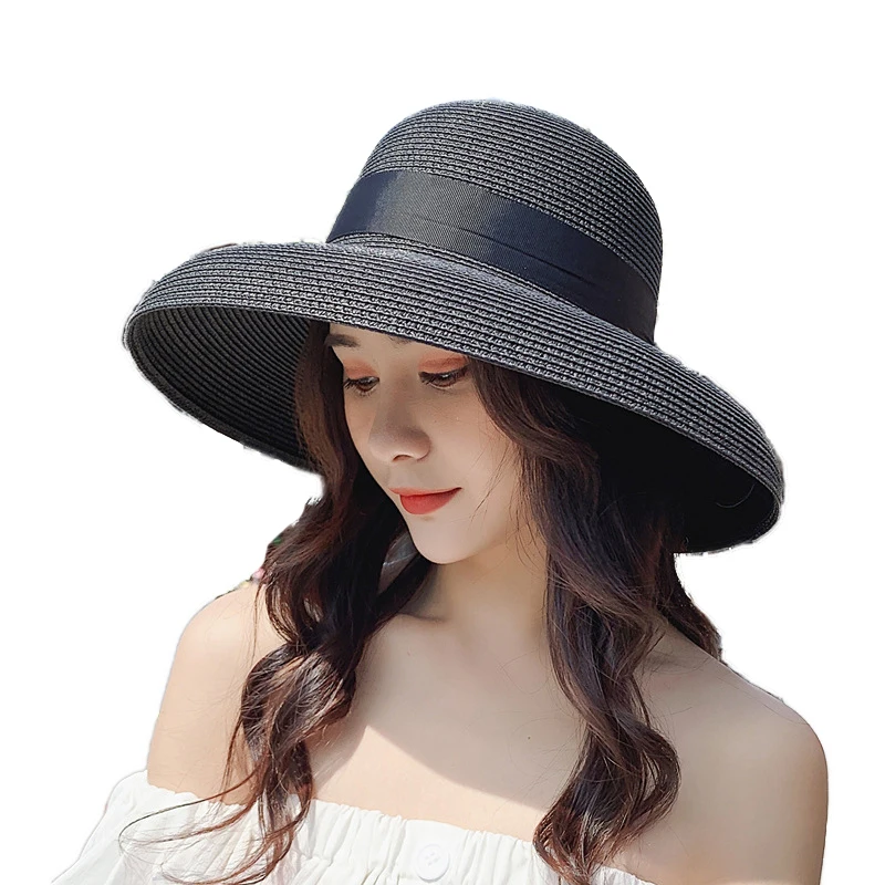

Summer Lamp Shape Sun Hat For Women Big Wide Brim Beach Straw Hat Top Ladies Straw Hats UV Protection Derby Travel Women Cap New