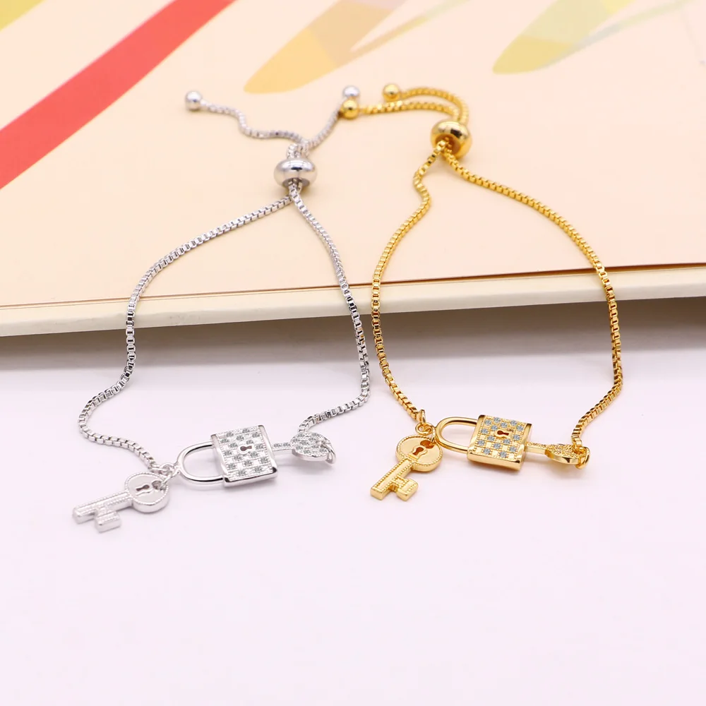 Модное изделие 24k Gold Цвет браслеты ключ замок браслет для женщин Femme