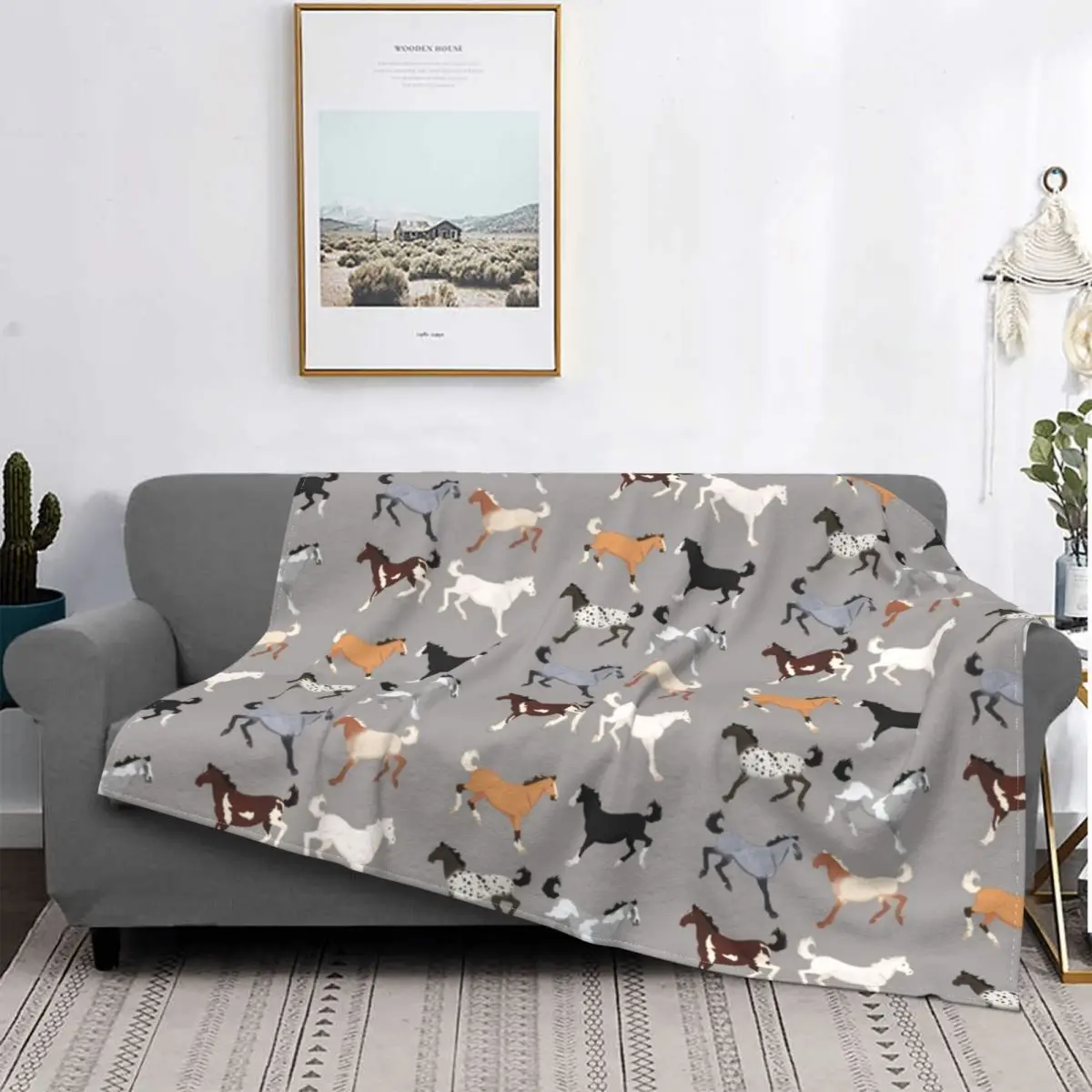

Manta de felpa gruesa supersuave de todos los caballos, colcha para sofha, colcha, colcha, Gift de office