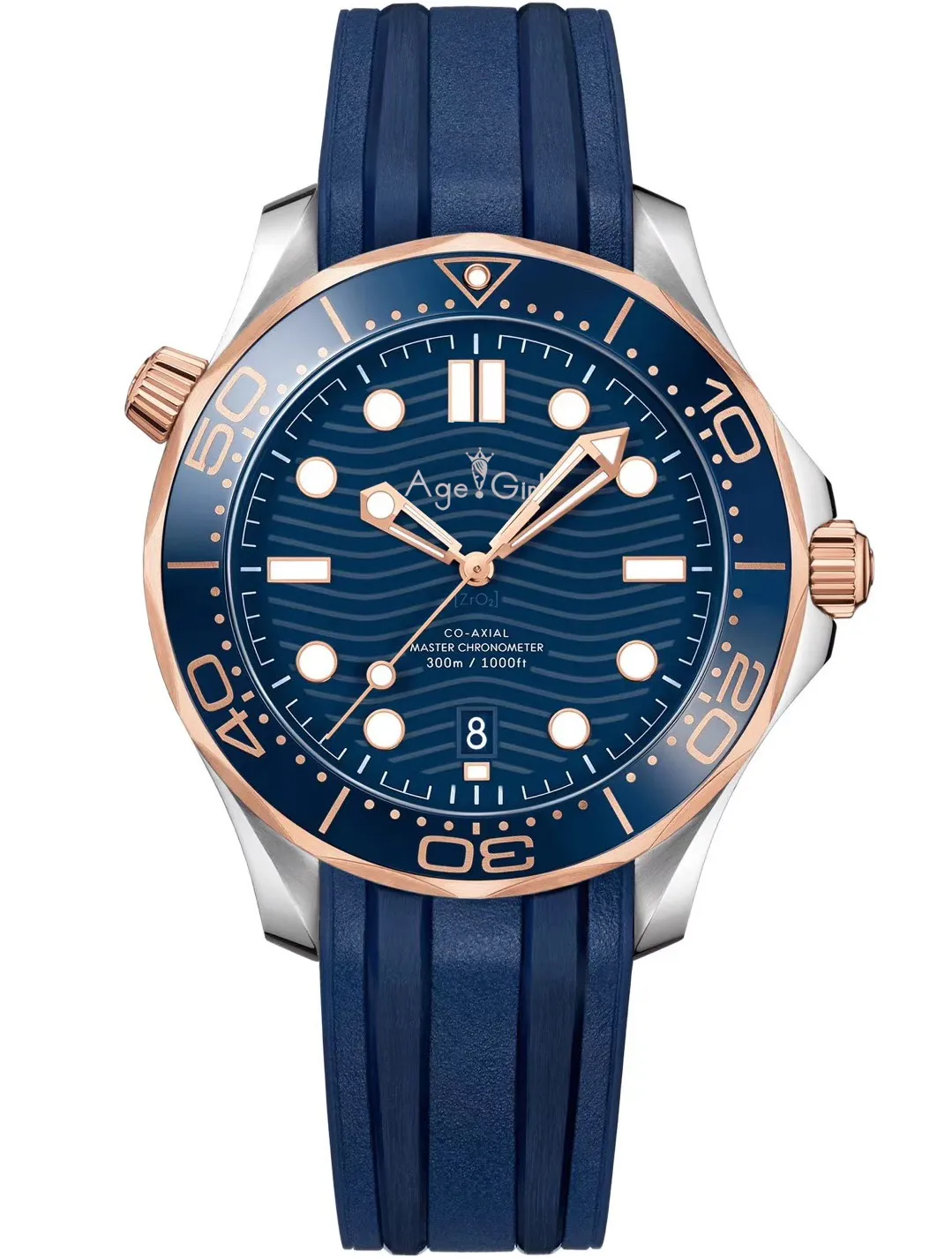 Blue Gold Rubber Роскошные брендовые Новые Мужские автоматические механические часы Серебро Черный Синий Серый каучук Джеймс Бонд 007 керамический Кристалл сапфир ограничен - Цвет: Blue Gold Rubber