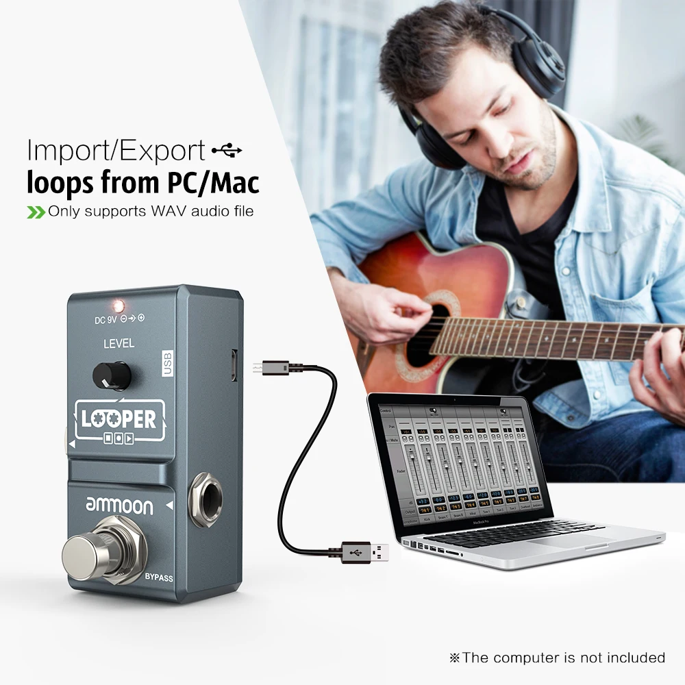 Ammoon AP-09 Looper электрогитара педаль Nano Серия Петля педаль Гитара True Bypass неограниченное количество накладных гитарные аксессуары
