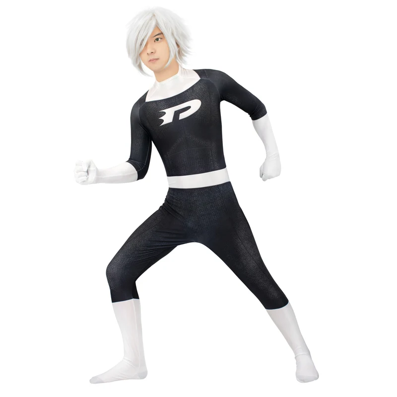 

DAZCOS Danny Phantom Cosplay Costume Men's Halloween Party Costumes Men Sports Bodysuit Superhero Daniel Danny Fenton Cos