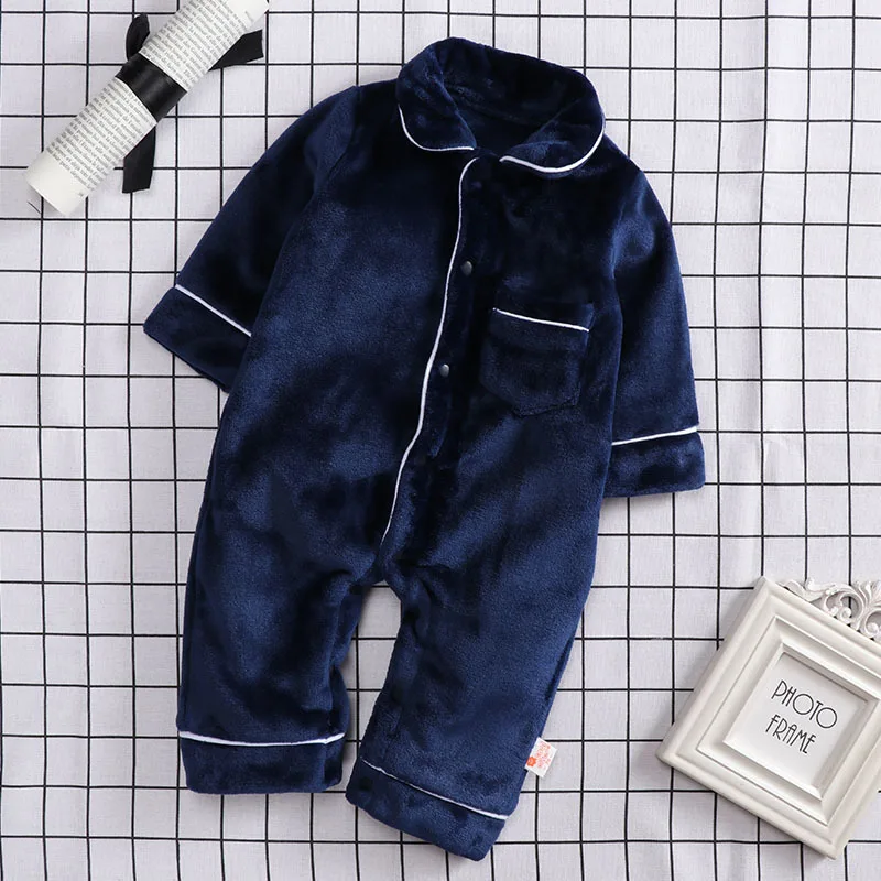 Boys' rompers Winter Pajamas Korean version new baby long sleeve jumpsuit plus velvet padded climbing home clothing |