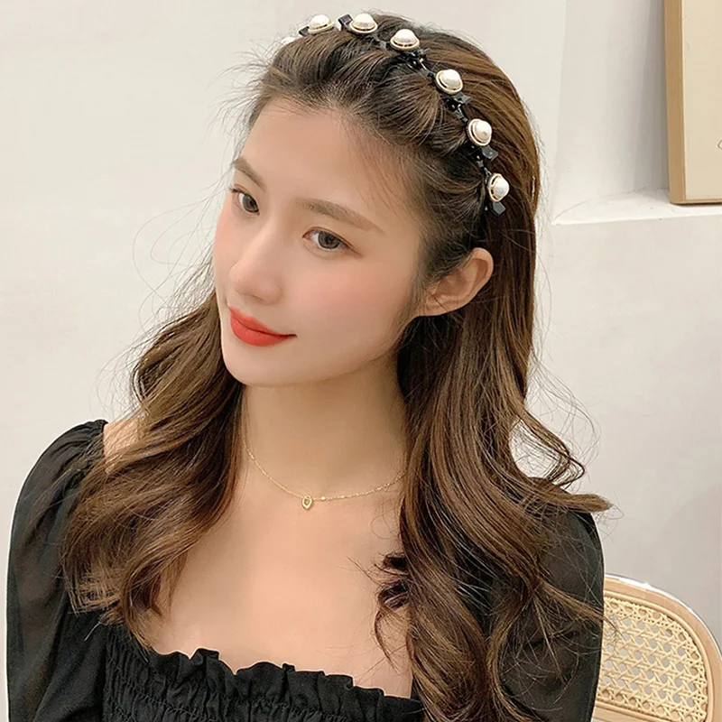 

Unisex Alice Pearls Elegant Hairbands Men Women Sports Headband Double Bangs Hairstyle Make Up Hairpins Fashion Hair Accessories