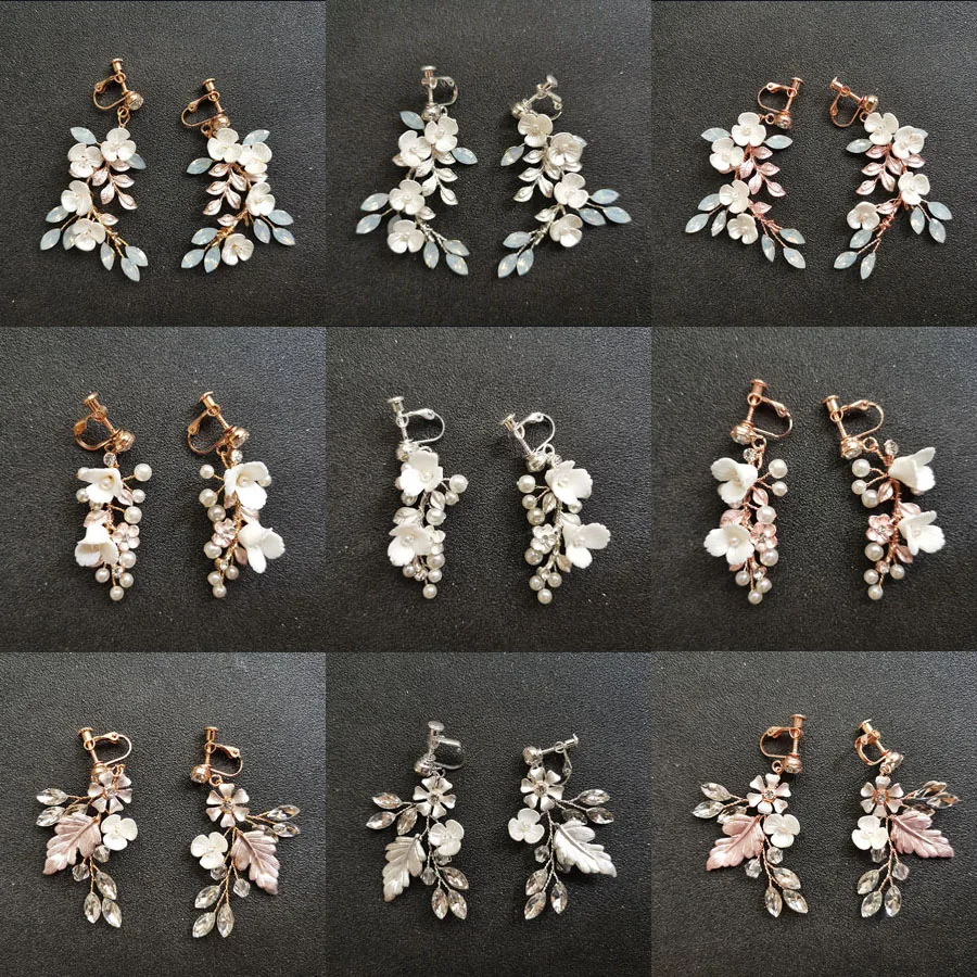 SLBRIDAL Стразы ручной работы с кристаллами жемчугом цветами свадебные