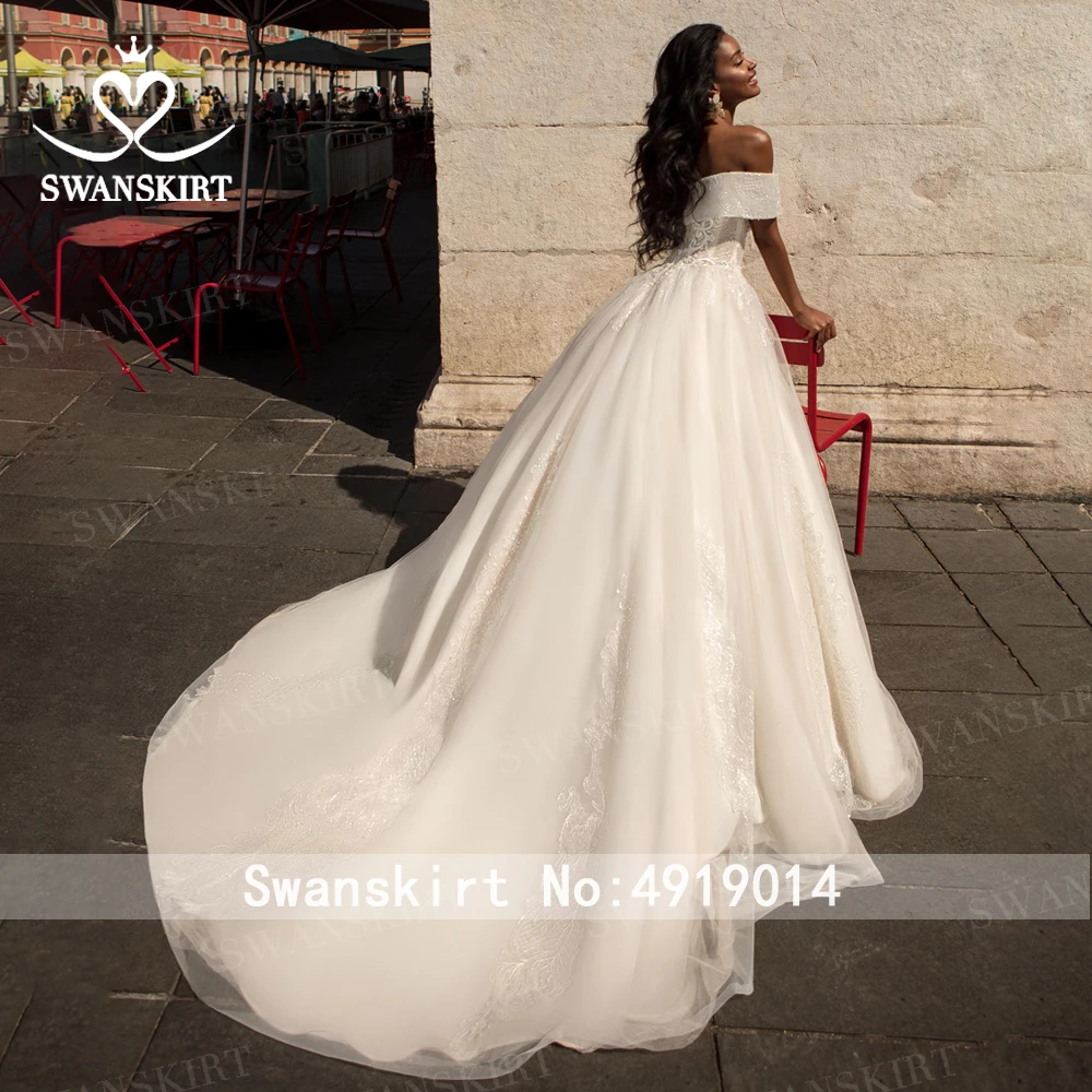 Шикарная Иллюзия аппликации свадебное платье Swanskirt PZ28 Милая бисером с открытыми