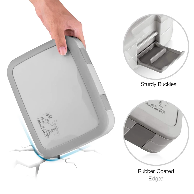 Baispo Microwavable квадратная коробка для обеда для детей Герметичный пищевой контейнер с отделениями BPA бесплатно ланчбокс для пикника школы