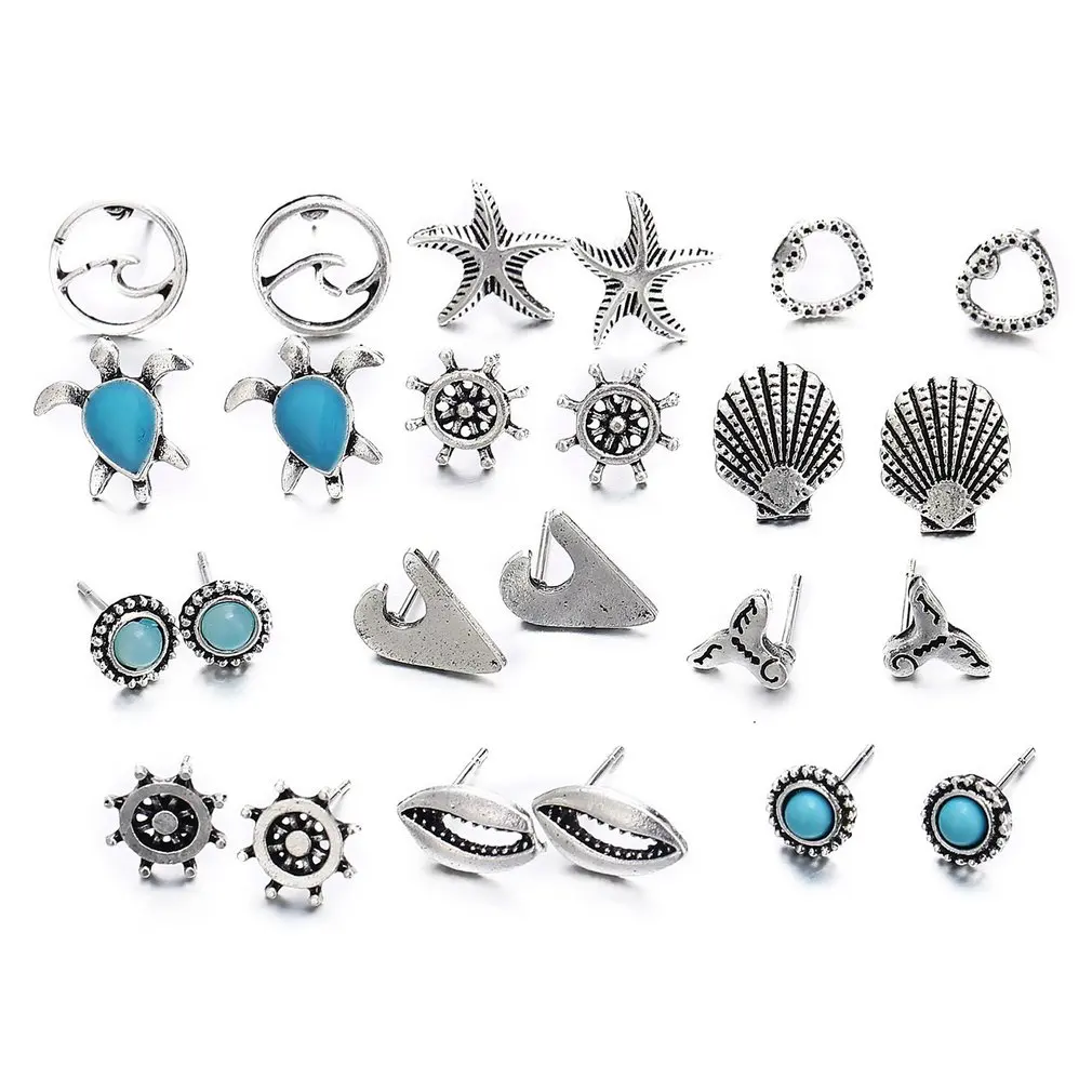 

12Pairs Fashion Vintage Drop Dangle Earrings Set For Women Girls Bohemian Earrings With Hollow Leaf Waterdrop Jewelry