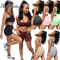 2021 summer female fitness sets fashion casual lacing sports shorts backless tank top two piece set women