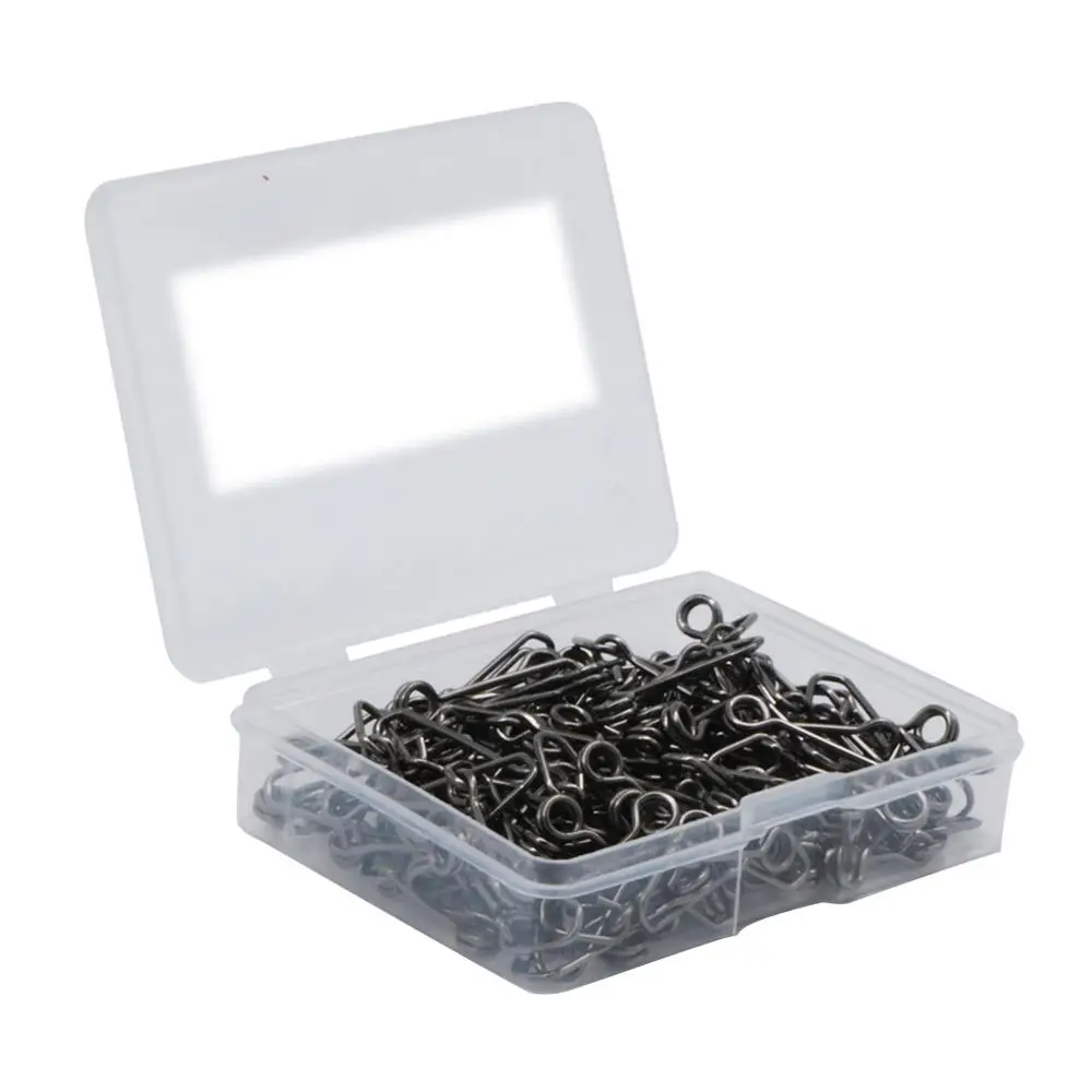 50-100pcs/Box Stainless Steel Swivel Fishing Snap Clip Hook Connector Rolling Rive Accessories Fish Tool | Спорт и развлечения