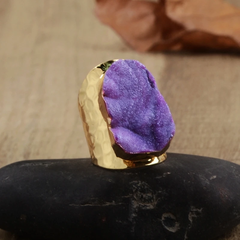 Позолоченные женские кварцевые кольца из натуральной Галактики обручальные