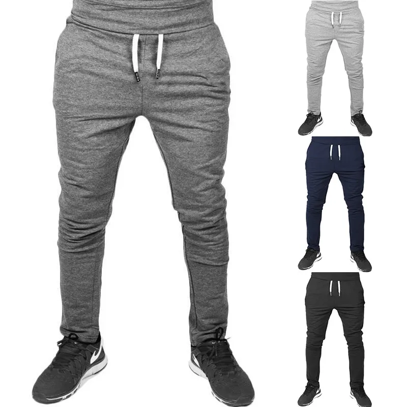 

MKASS 2020 New Men's Muscle Fitness Pants Men's Slim Running Fitness Casual Pants