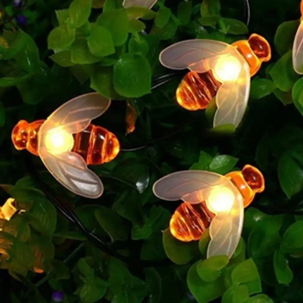 20Led Warm White String Lights Honey Bee Solar Powered Fairy Lamp For Outdoor Garden House Fence Decoration | Лампы и освещение