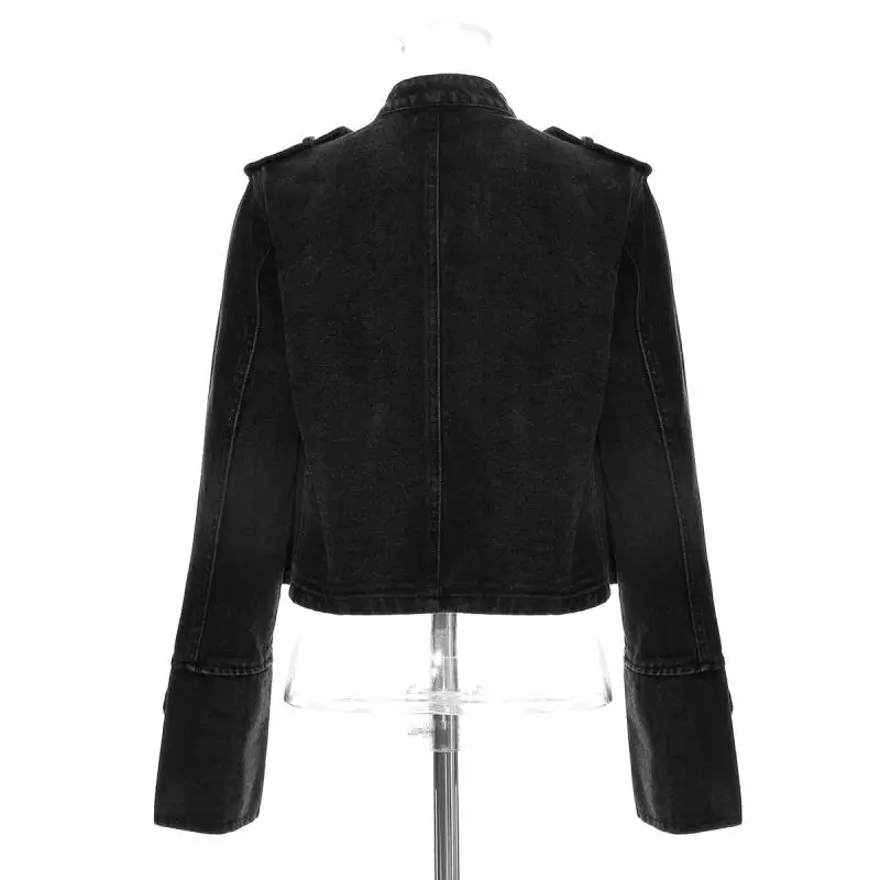 Getвесна женское джинсовое пальто женская черная джинсовая куртка локомотив