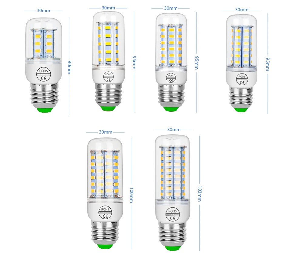 1 шт. Ce E27 E14 5730 5630 Smd Светодиодная кукурузная лампа переменного тока 220 В переменного тока 110 В 5 Вт 7 Вт 12 Вт 15 Вт 25 Вт 30 Вт 40 Вт 50 Вт светящийся Точечный светильник, светодиодный светильник