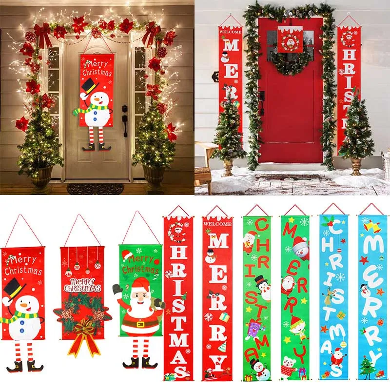 

Leeiu Christmas Door Ornament Santa Clause Snowman Hanging Flag Chrismas Decoration For Home New Year 2021