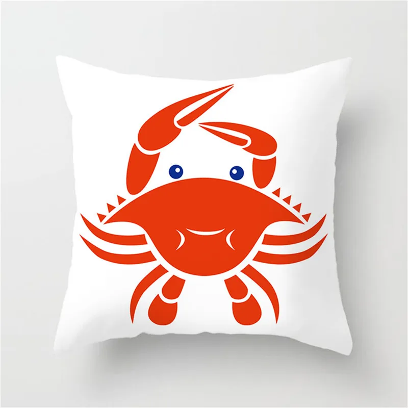 

Fuwatacchi Simple Marine Animal Cushion Cover Fish Crab Octopus Painted Pillow Cover Decorative Home Sofa Car Pillowcase Double