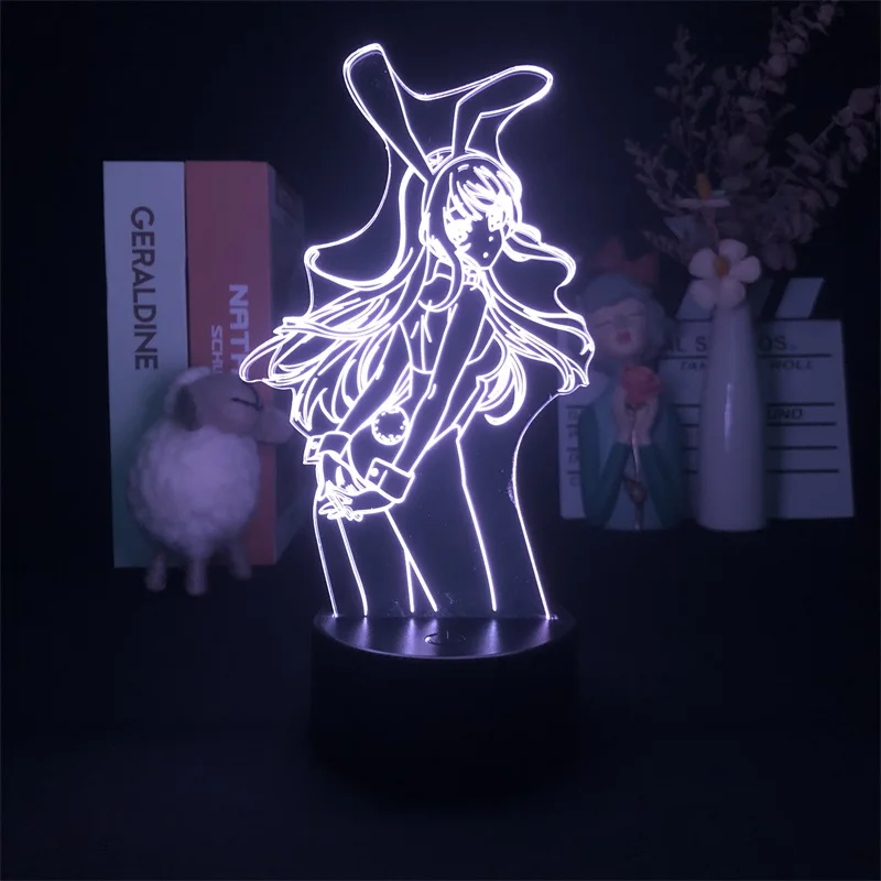 

Waifu Mai Sakurajima японское аниме Манга сенсорный датчик 3D светильник будильник базовый Ночник настольный детский подарок