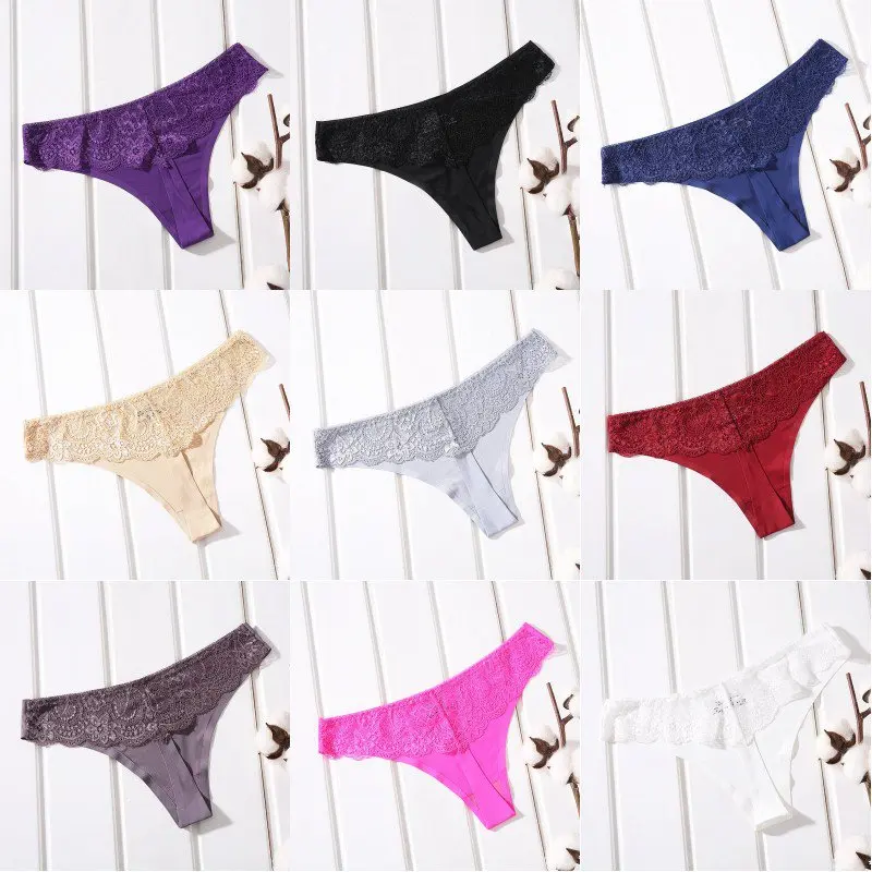 Трусики танга женские кружевные бесшовные из вискозы большого размера|Женские