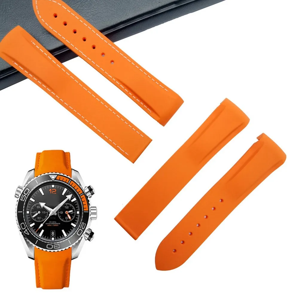 Silicone Watch Band Strap For Omega Seamaster Ocean Blue Orange Black Watch Strap 20mm 22mm Watch Belt High Quality Rubber Strap