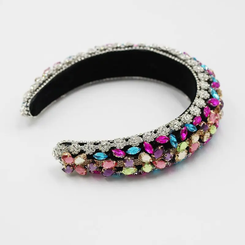 

Female Luxurious Crystal Rhinestones Hair Hoop Baroque Tiaras Wide Headband Girls Headwear wholesales