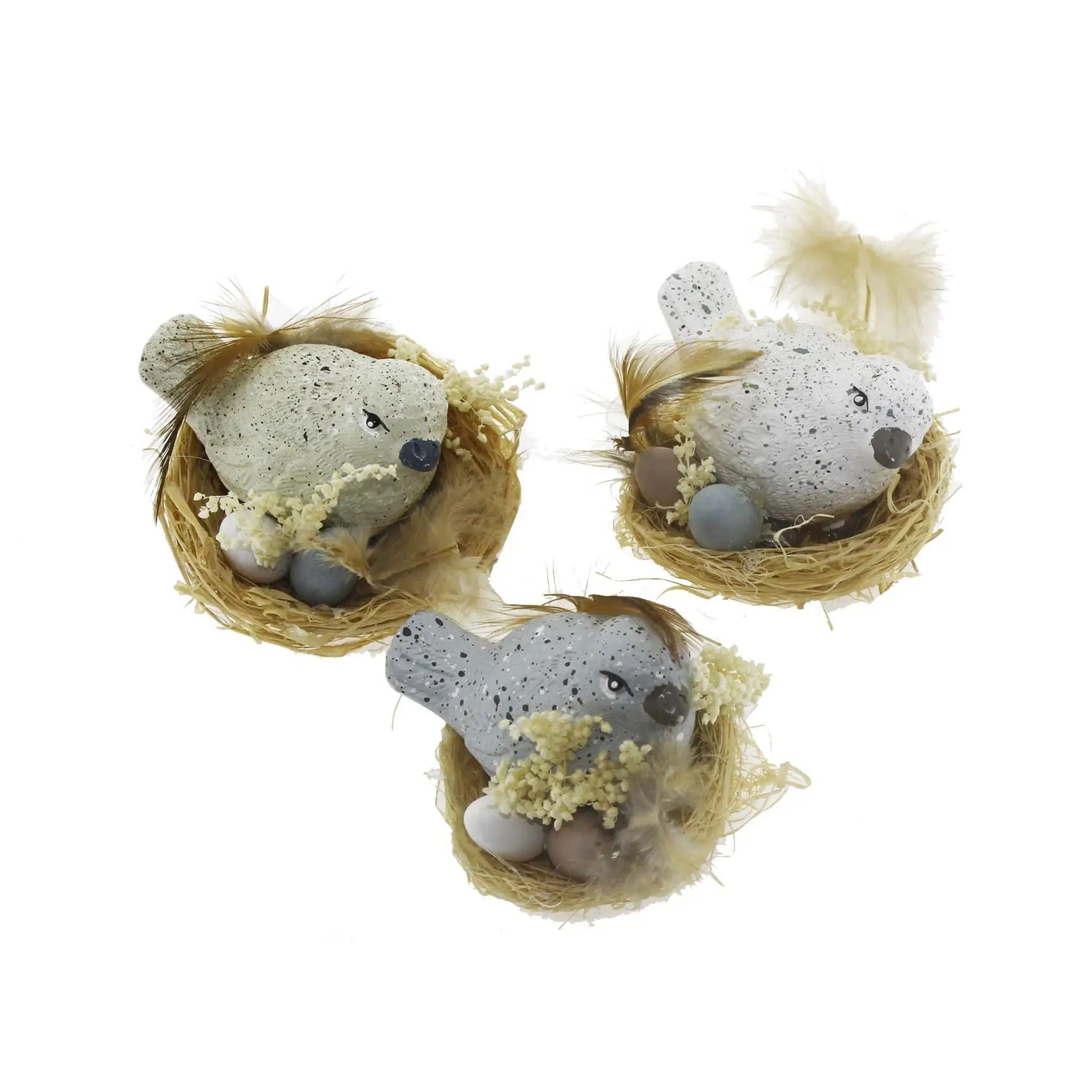 

3 Pieces 6cm Nest Bird Trinket Set Polyresin Decor