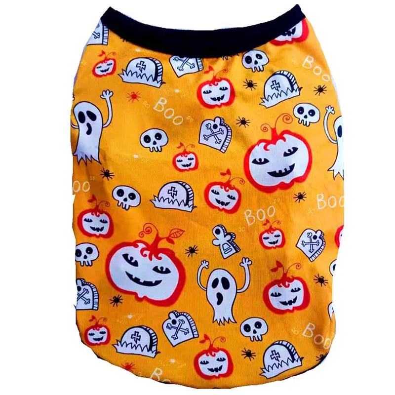 Летнее пальто для маленьких собак жилет с принтом черепа тыквы летучей мыши