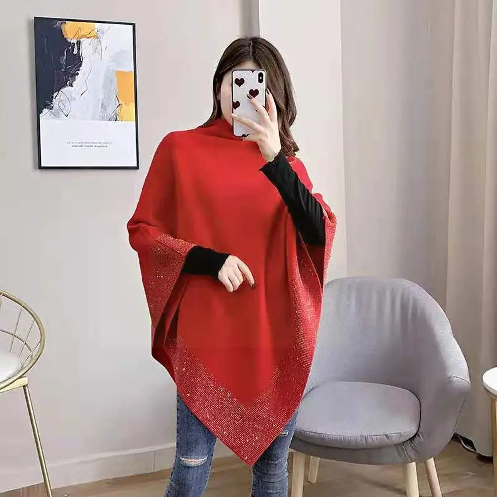 

Luxury Shiny Pearl Embroidery Multicolor Wool Capes With Sleeves Warm Women Fringe Cashmere Cloak Shawl Poncho For Winter C V6i8