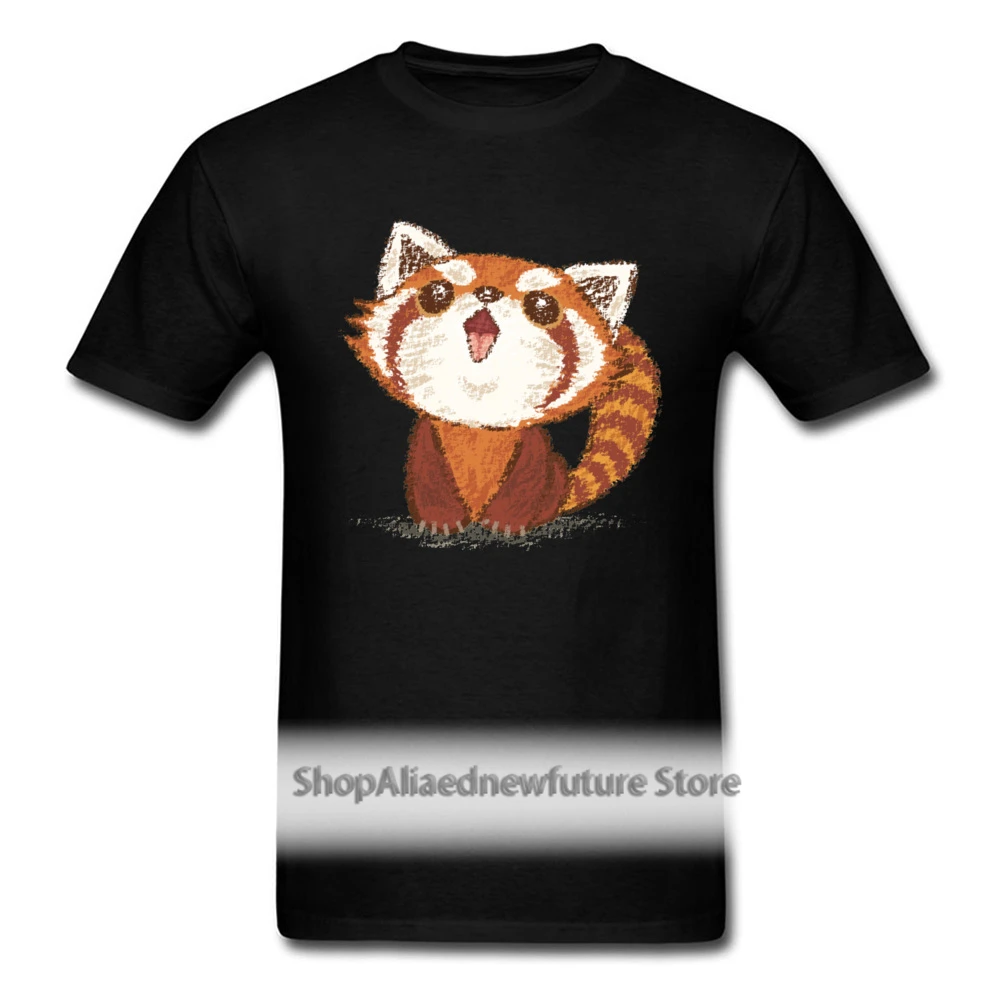 

Kawaii T Shirt Mens Lovely Tshirt Red Panda Happy Faddish Tops Tees Mother Day Cotton T-shirts for Men Slim Fit Clothing Black