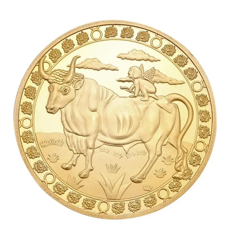 Taurus Памятная монета 12 Созвездие позолоченный креативный и уникальный легкий и нежный подарок для творческой коллекции - Цвет: Taurus