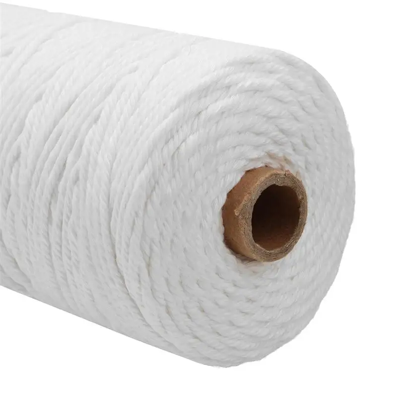 (47)Durable 200m White Cotton Cord Natural Beige Twisted Rope Craft Macrame String DIY Handmade Home Decorative supply 3mm | Дом и сад