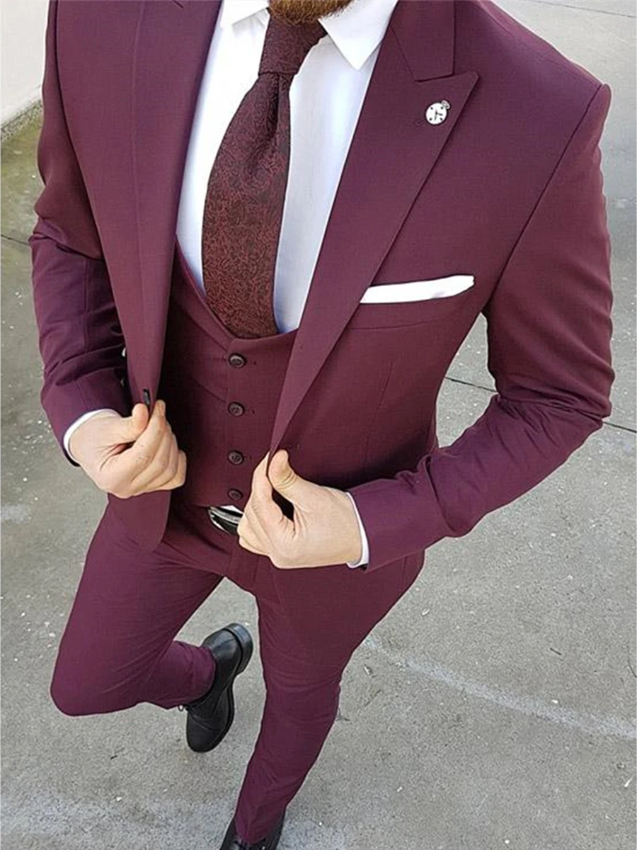 Новое поступление мужские смокинги для жениха на одной пуговице с пиковым