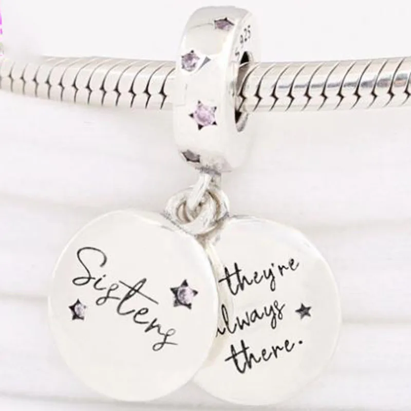 

100% 925 Sterling Silver Charm New Sisters' Concentric Pendant Fit Pandora Women Bracelet & Necklace Diy Jewelry