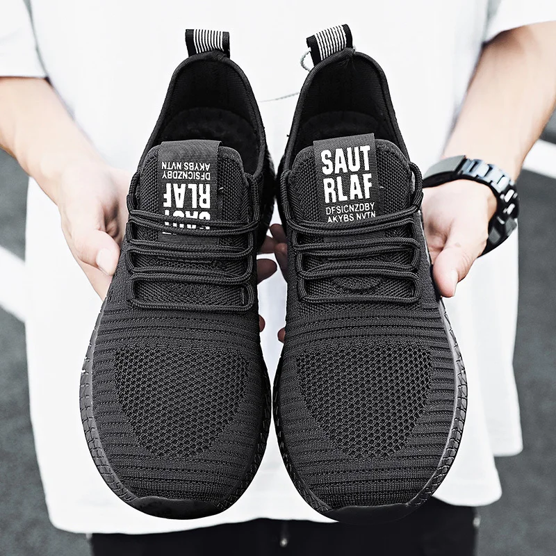 Кроссовки мужские сетчатые на шнуровке дышащие легкие удобные повседневная