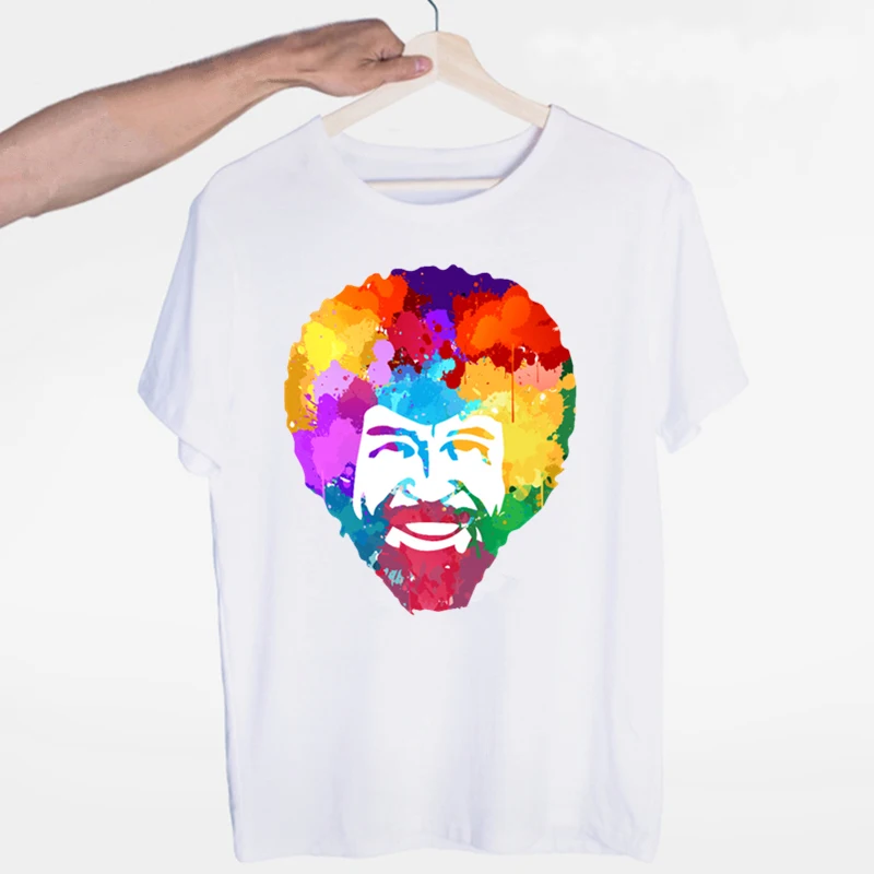 Bob Ross новинка футболка для создания комиксов черная с анимацией топы буквами