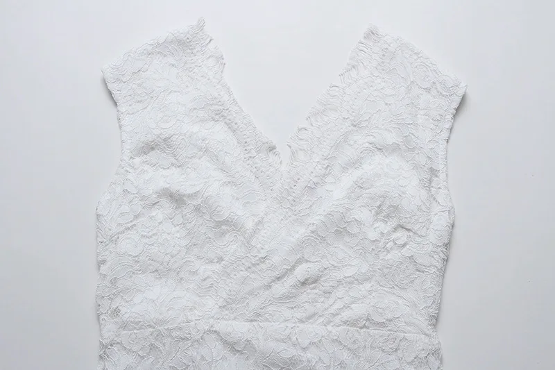 

Sexy V-neck Lace Black Dress Summer Sleeveless European and American Elegant Bodycon White Dress Dresses Woman Party Night