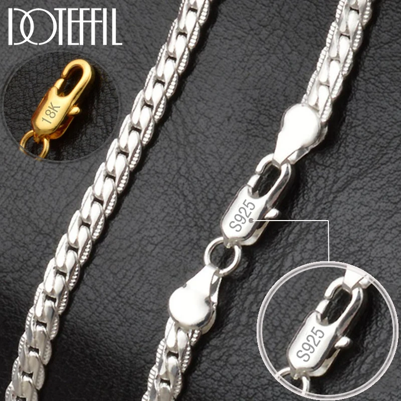 Ожерелье и браслет DOTEFFIL из серебра 925 пробы 8/18/20/24 дюймов 18k золото 6 мм|Ожерелья| |