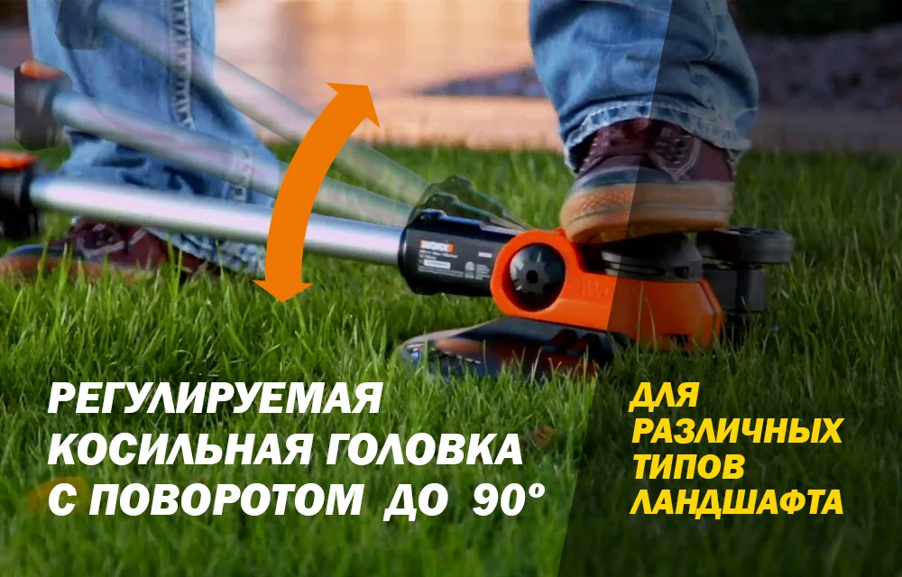 WORX WG163E. 2 20V Беспроводной литий-ионный триммер для травы с платформой для аккумулятора Powershare