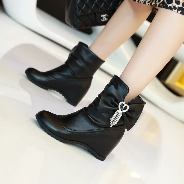 Гран размер Женская обувь Ботильоны для женщин Ботинки женские зимние