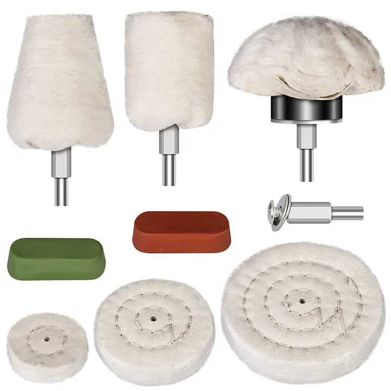 

9pcs Polishing Buffing Wheel Kit Wool Buffing Wheel Rouge Compound Bars Abrasive Tool for Jewelry Grinding