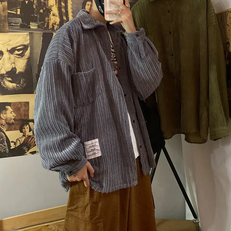 Вельветовая куртка в японском стиле ретро ветровка с длинным рукавом Мужская