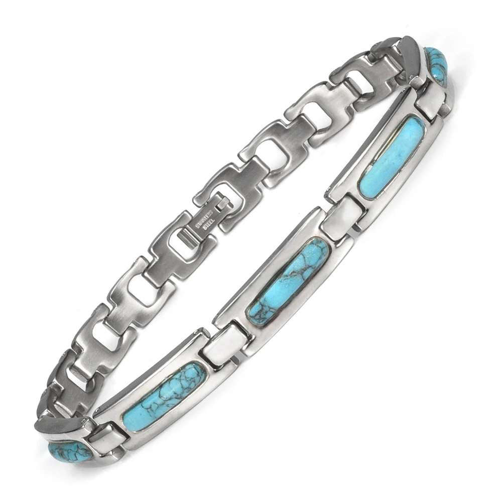 

Wollet Jewelry Healthy Antique Style Blue Turquoise Magnetic Therapy Bracelets for Women