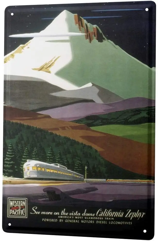 

Tin Sign Metal Plate Decorative Sign Home Decor Plaques Retro Track Plate California Zephyr Metal Plate