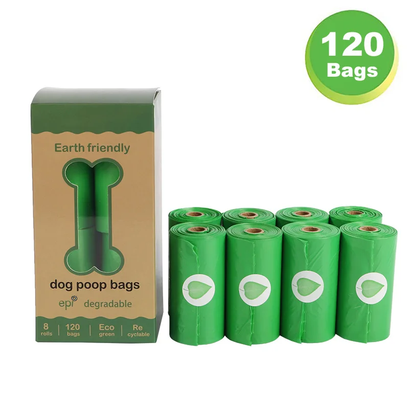 

Biodegradable dog poo bag green spot biodegradable pet garbage bag 8 rolls/boxed environmentally friendly pet garbage bags