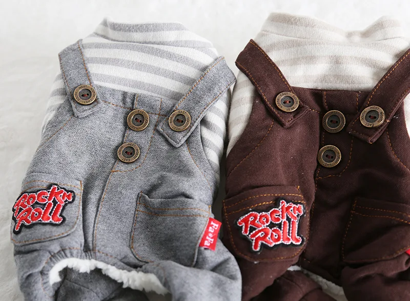 Рок джинсовая полосатая одежда для домашних собак зимняя халат комбинезон сабак