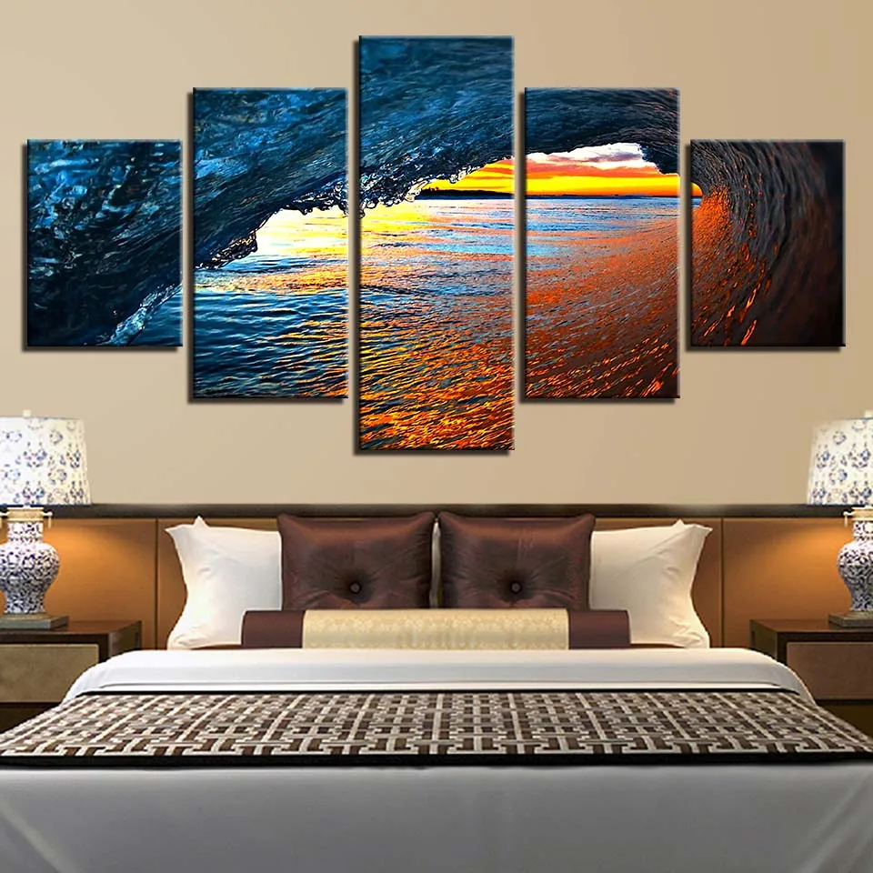 Пейзаж небо облако звезда Гора река воздушный шар 5 шт. настенные картины для