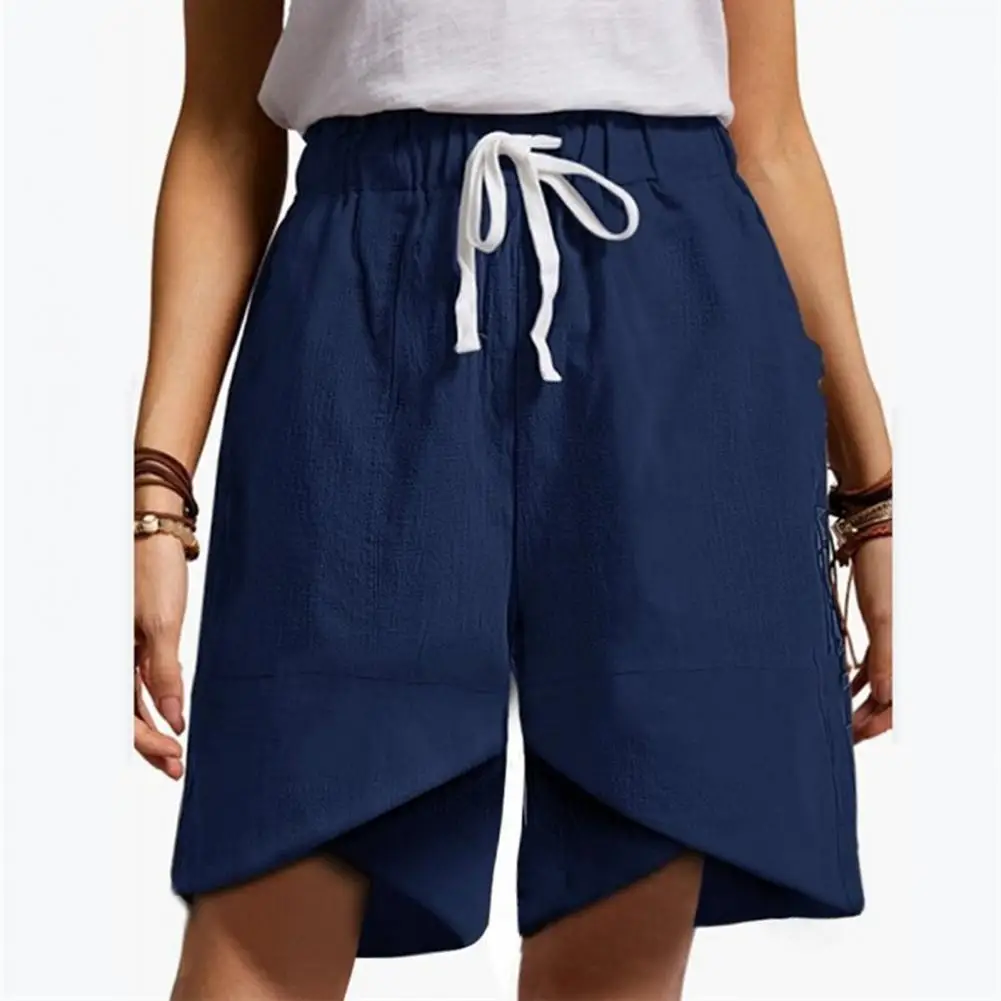 

Loose Drawstring Women Shorts Cotton Flax Machine Wash Summer Shorts for Daily Wear Casual Women's Clothing Army Green xxxl