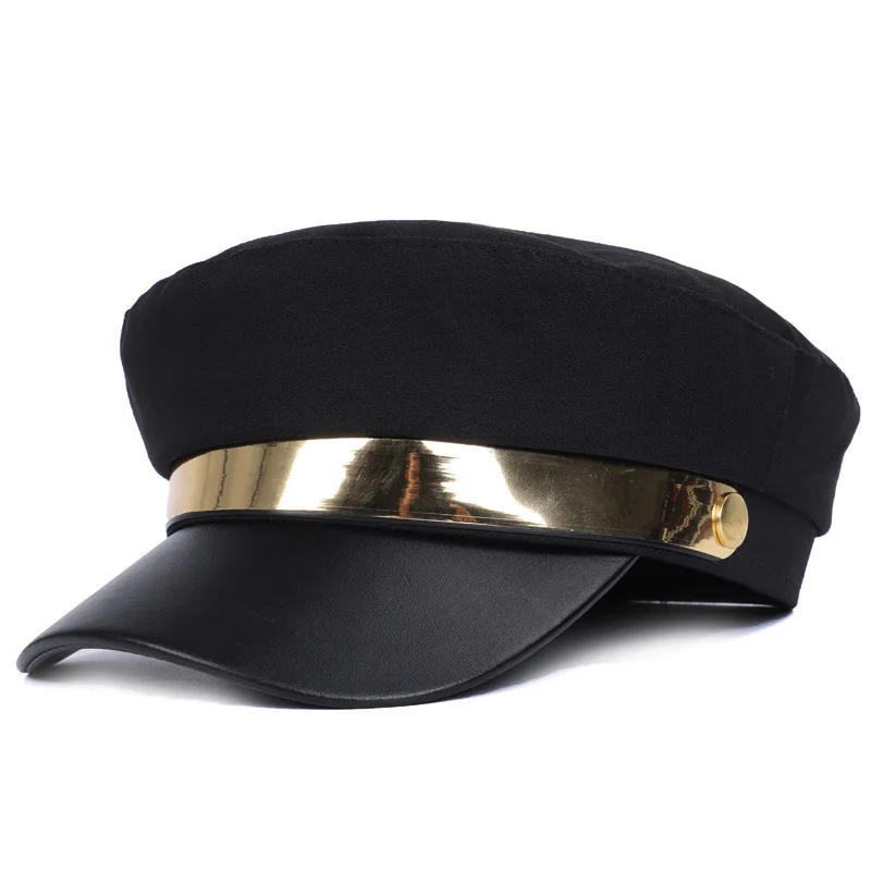 2019 Модные мужские и женские военные кепки высокого качества кожаные золоченые