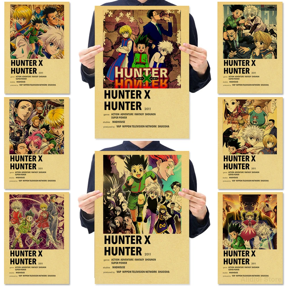 

Classic Anime HUNTER X HUNTER Kraft Paper Poster Killua Hisoka Home Decor Study Bedroom Bar Wall Paintings Stickers Posters