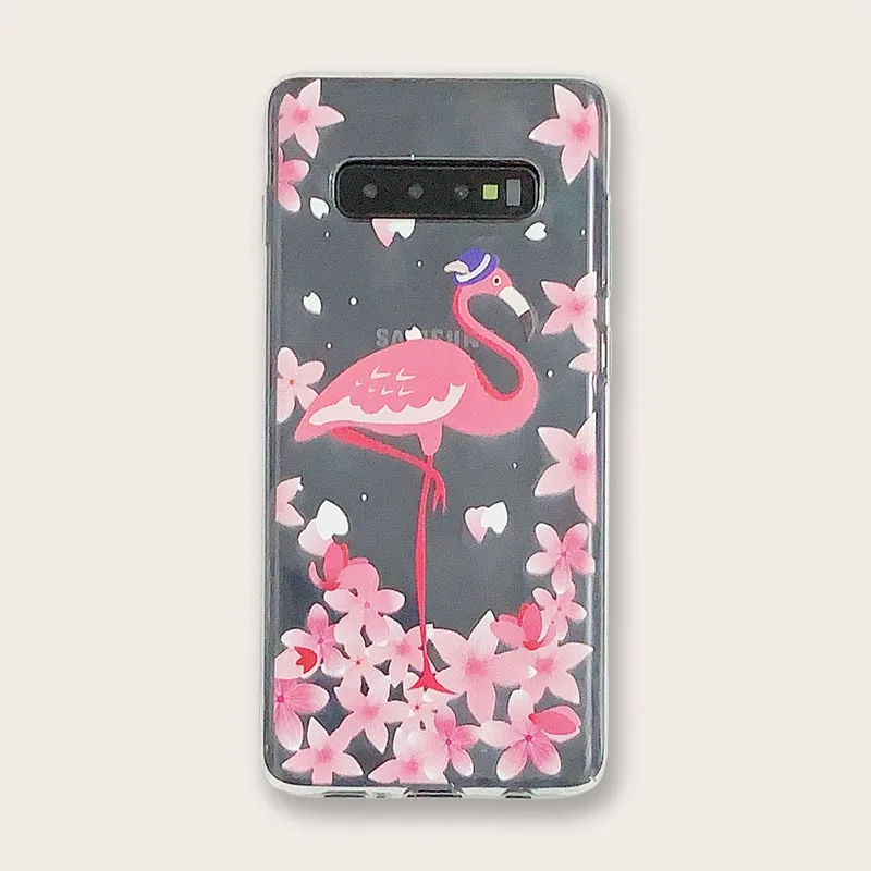 

Samsung transparent painted flower flamingo phone case for Galaxy S8 / Galaxy S9 / Galaxy S10 TPU phone case accessories